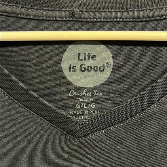 Life Is Good Dark Blue V-Neck Long Sleeve Shirt - Picture 3 of 4